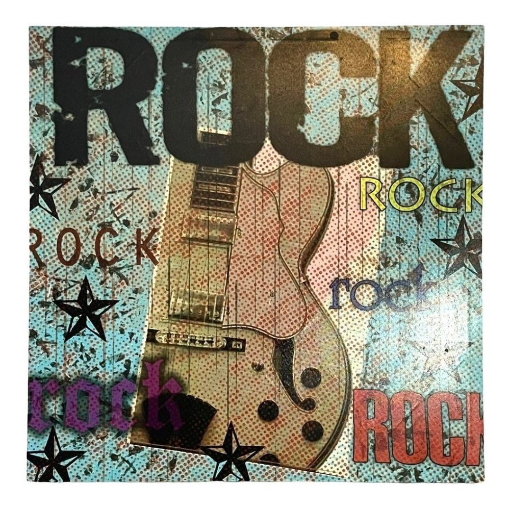 Rock & Roll Guitar Canvas Wall Art 23.5" x 23.5"